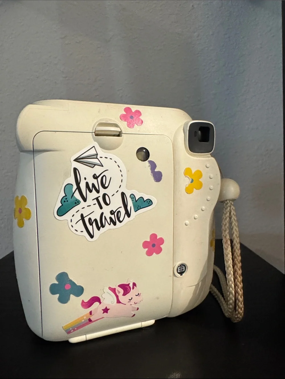 Fujifilm Instax Mini 8 White Instant Camera with Multicolor Floral Accents